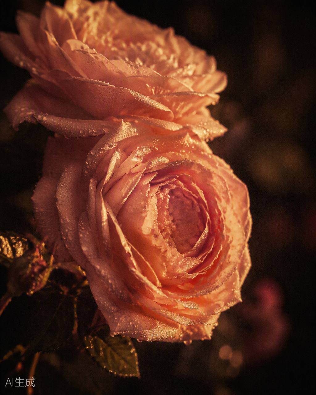 Grasse rose in golden-hour light